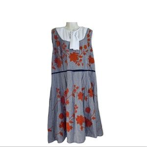 eShakti Plus Size 30W Dress 4X White Black Gingham Orange Floral